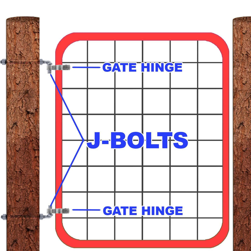 J-Bolt Post Hinge 8" - Hinge Bolts Thru the Post Includes Nuts - J-Bolt Hinge has 5/8" Male Pin - Fence Bolt Though Post Hinge - Quantity 2 8" 2 Pack
