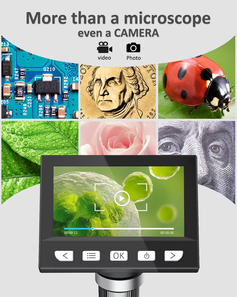 [Australia - AusPower] - 4.3" Coin Microscope - Aopick LCD Digital Microscope 1000X, 1080P USB Coin Magnifier for Error Coins with 8 Adjustable LED Lights, PC View, Compatible with MacOS Windows 4.3Inch White 