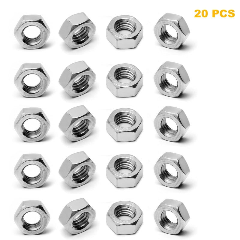 [Australia - AusPower] - M8-1.25 Hex Nuts, 304 Stainless Steel, M8 x 1.25mm Hex Drive, Metric Nuts Fasteners, 13mm/0.5" Width, 6.5mm/0.25" Height, Heavy Duty Replacement Nut with Plastic Case for DIY Home Mechanism 20 Pack M8-1.25 20pcs 