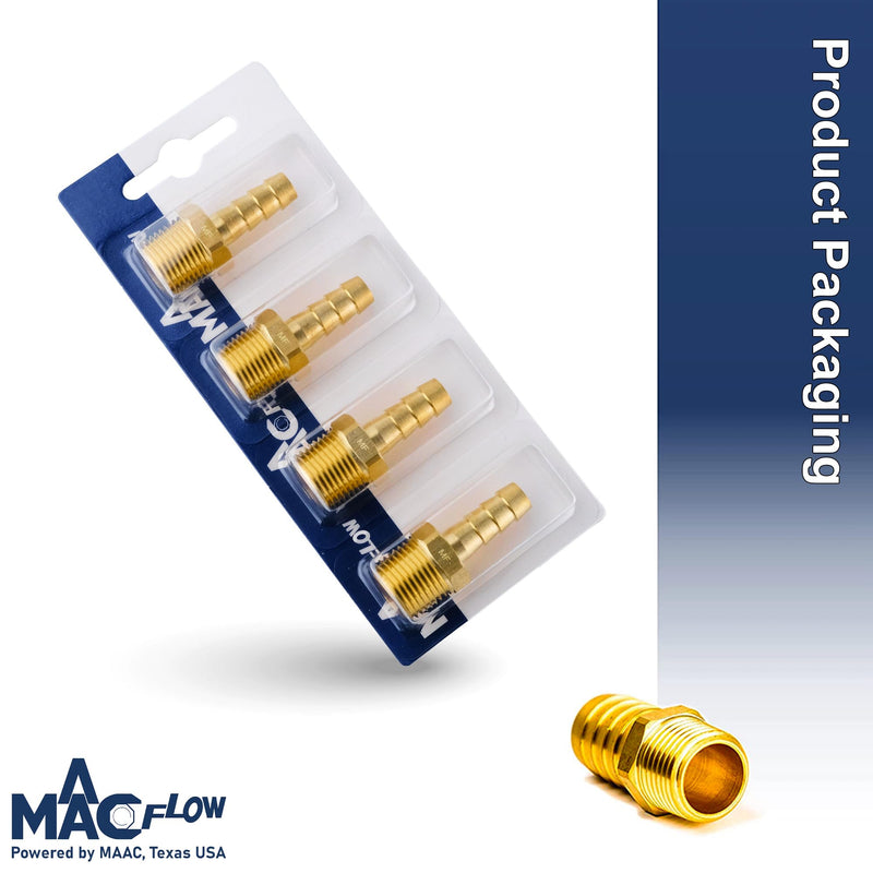 [Australia - AusPower] - Brass 3/8" Male NPT to 5/16" Hose ID Barb Barbed Hose Fitting Adaptor Connector (Pack of 4) 5/16" Barb x 3/8" Male NPT Pack of 4 