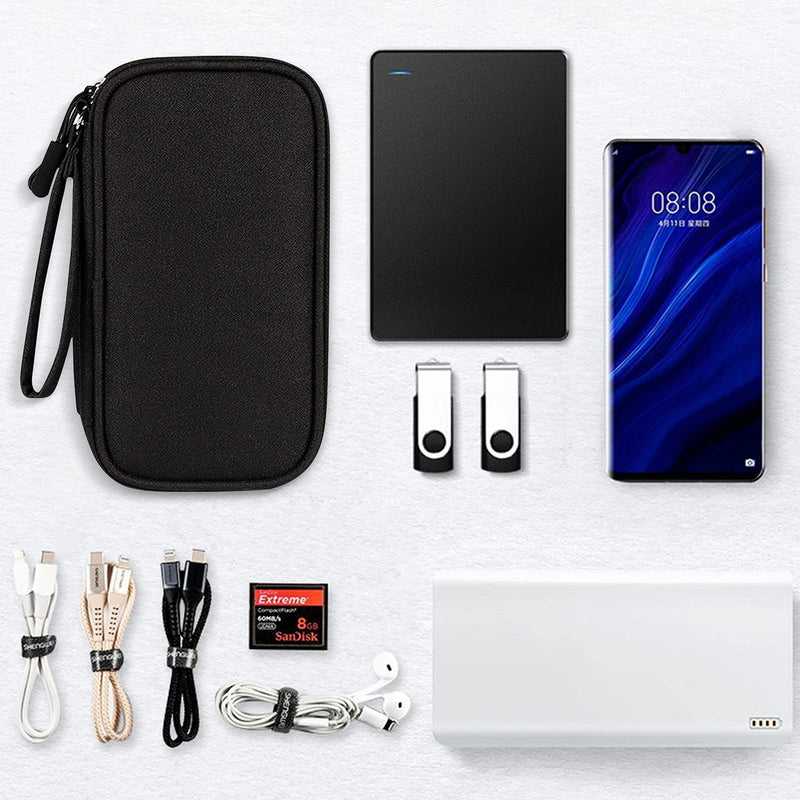 [Australia - AusPower] - Skycase Travel Cable Organizer,Electronics Accessories Cases, All-in-One Storage Bag,[Waterproof] Accessories Carry Bag for USB Data Cable,Earphone Wire,Power Bank, Phone,Black-1 Black Medium 