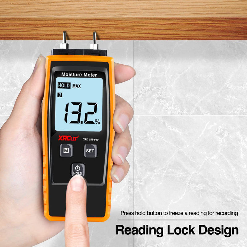 [Australia - AusPower] - Wood Moisture Meter, Firewood Moisture Meter, Moisture Meter for Drywall, Lumber, Logs Concrete, Carpet, Building Material, Hardwood - Wood Moisture Tester (Pin-type) 