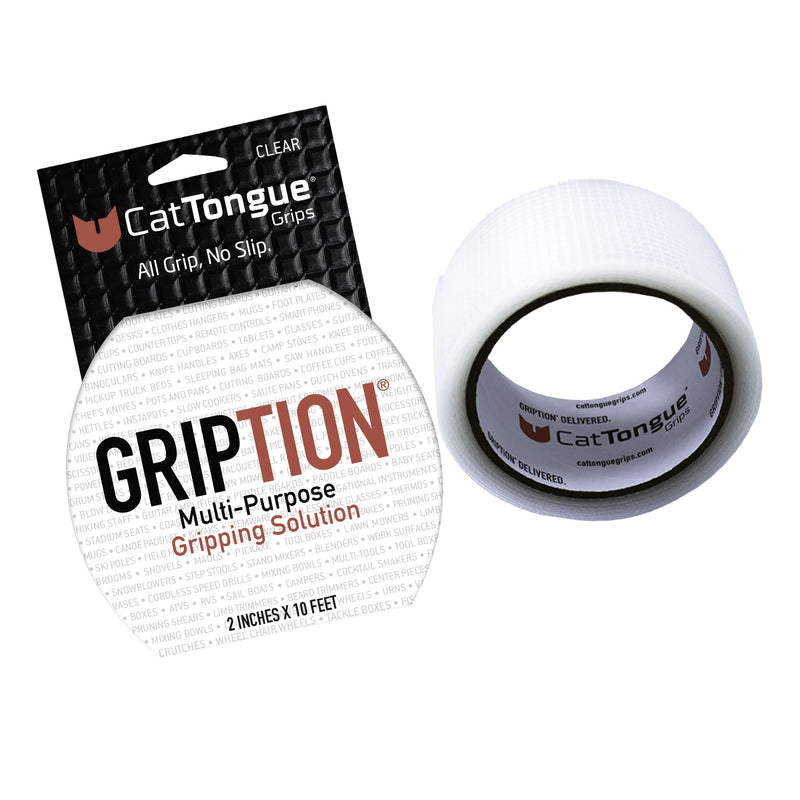 CATTONGUE GRIPS Non-Abrasive Grip Tape Roll - 2” Wide Heavy-Duty, Waterproof Anti-Slip Tape for Bathtubs, Stair Treads, Ramps & More - Indoor & Outdoor Non-Skid Solution (Clear, 10ft) 2" x 10' Clear