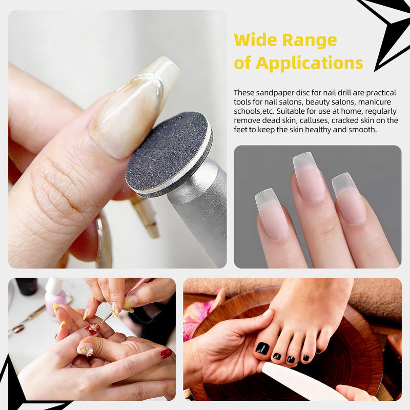 Pack of 151 Sanding Discs Pedicure 25 mm, 80/120/150/180/240 Grit Feet Grinder Sandpaper with Metal Bit, Replacement Sandpaper Nail Cutter for Callus Remover White 150pcs