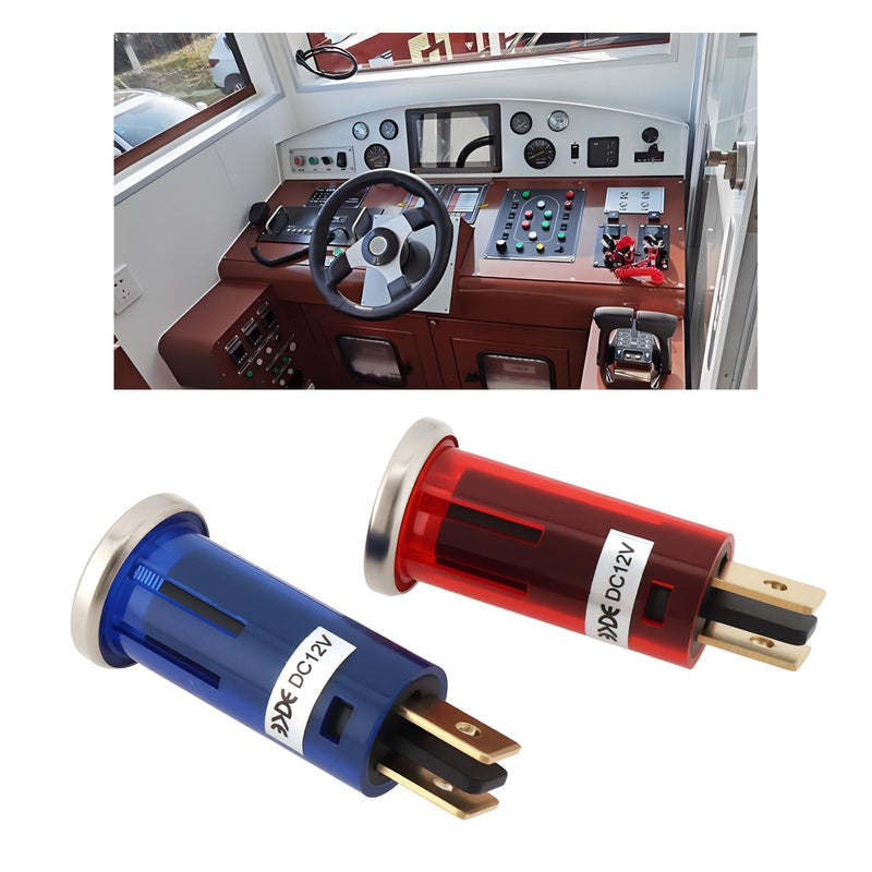 Set of 4 2-Pin Car Dashboard Indicator LED Warning Lights 16.5 mm 12 V 1.5 W with Chrome Bezel