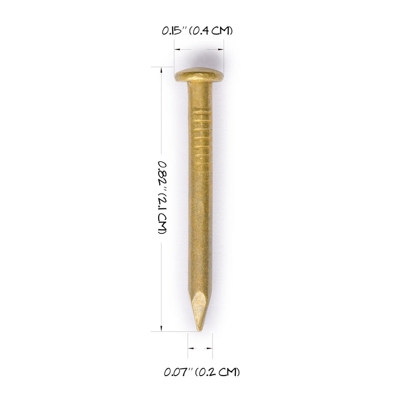[Australia - AusPower] - Pure Brass Nails, 0.8 Inch, Bag of 100 - Architectural, Interior Design, Doors, Furniture Cabinet Customization Hardware 