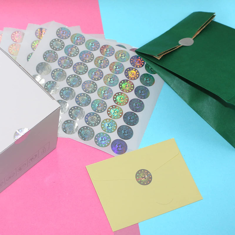 380pcs Hologram Tamper Proof Security Labels - Warranty Void Stickers, Tamper Evident Seal, Holographic Round Stickers (0.8inch, Silver, GQYH) 2-380pcs