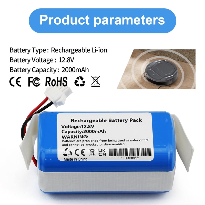 MULS 12.8V M210 Battery Replacement for Lefant M210 M210 Pro M210P M210B M213 M213S M320, OKP Life K2 Robot Vacuum Cleaner 2000mAh Blue
