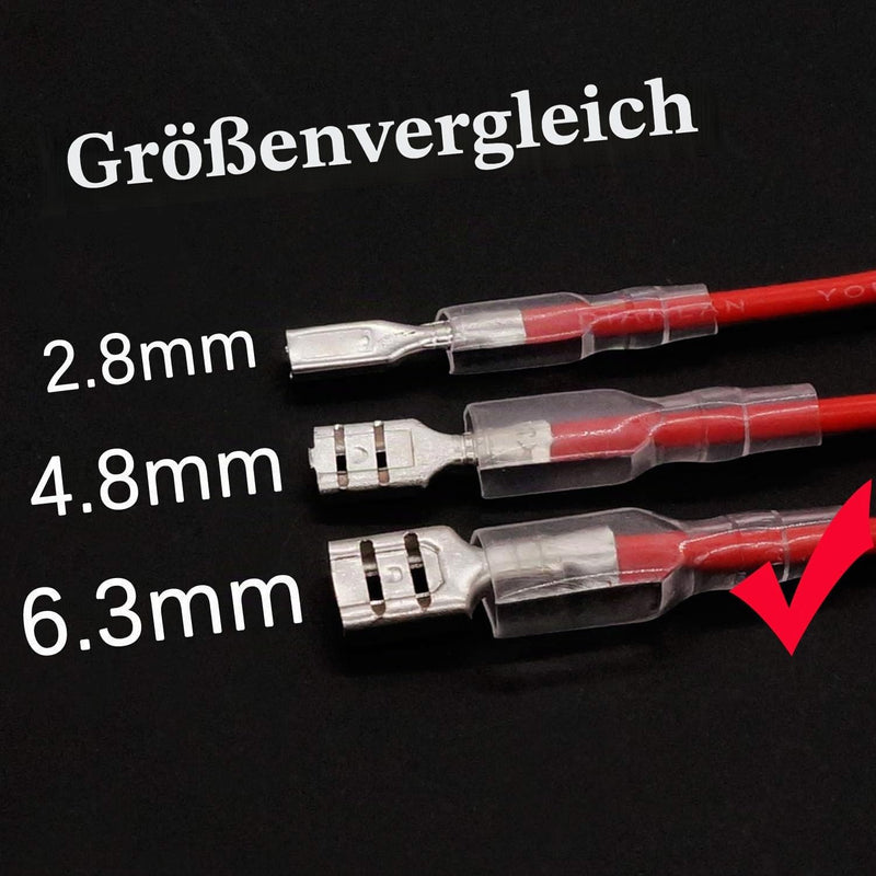 Gebildet 20-Piece 6.3 mm Spade Terminal Crimp Terminal Socket with Insulation Sleeve and 15 cm Long 16AWG Cable, Red + Black, Flat Connector Quick Splicing Assortment Kit 1/4" Female