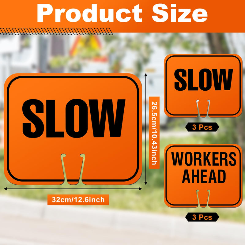 Geetery 6 Pcs Traffic Cone Arrow Signs 10.4"x 12.6" Reversible Orange Road Signs Bulk Road Closed Cone Top Traffic Warning Directional Left Right Arrows Sign for Outdoor Construction (Slow) Slow