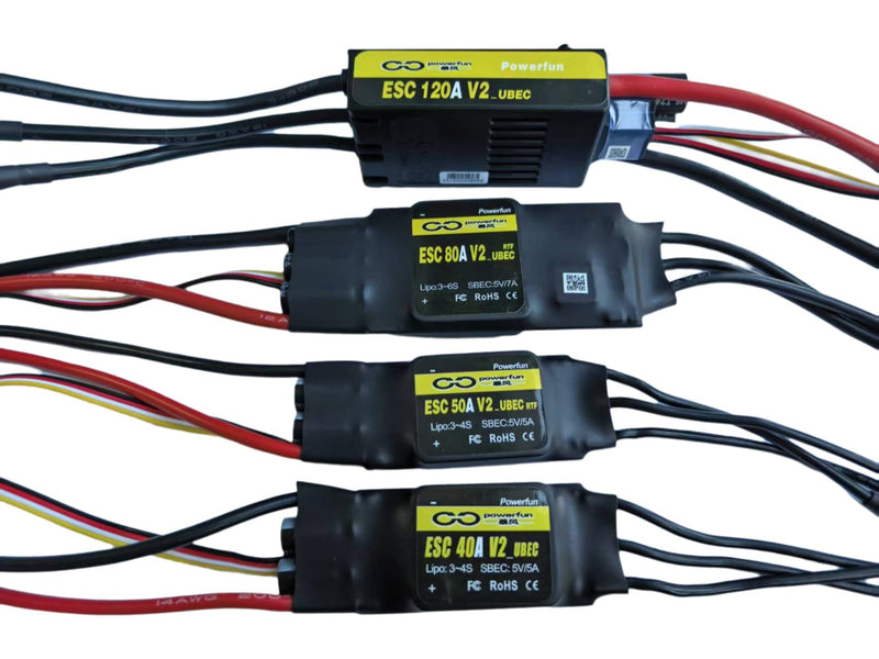 Powerfun 80A ESC 3S~6S LiPo Brushless Motor Speed Controller XT60 Connector BEC 5V 7A ESC for RC Plane Drone Car Airplane Overheat Protection ESC 80A(3~6S) SBEC 5V/7A