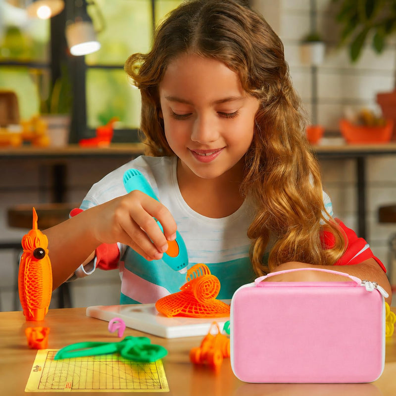 casmilee Case Compatible with 3Doodler Start+ Essentials 3D Pen Set for Kids, Art Activity Set Storage for Educational STEM Toy, Hold Plastic Filaments Strands- Pink Case Only