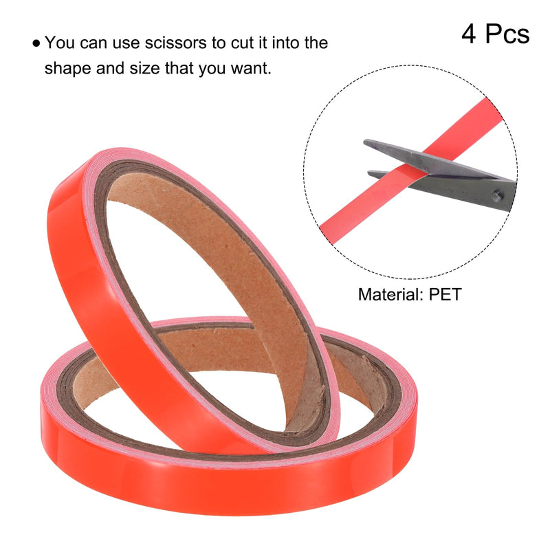 uxcell 4Rolls Glow in The Dark Tape, 0.3 inch x 9.8 ft Fluorescent Adhesive Tape Luminous Tape for Stairs, Walls, Steps, Exit Sign, Home Decoration, Red 4