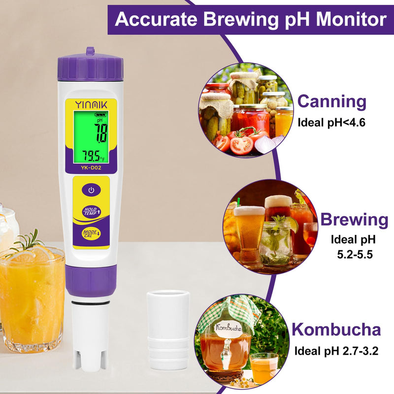 [Australia - AusPower] - Hydrogen Water Tester, ORP Meter, TDS pH Meter for Drinking Water, YINMIK 6 in 1 pH TDS H2 EC ORP Temp Water Quality Meter, Digital pH PPM EC Monitor 