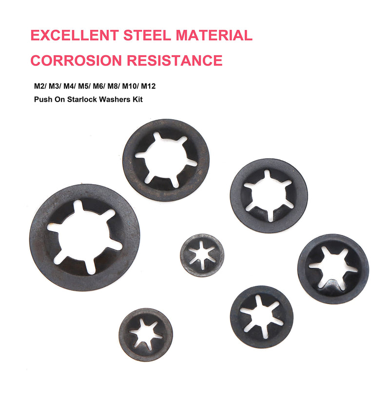 [Australia - AusPower] - 235pcs[8 Sizes] Black Starlock Internal Tooth Lock Washers Assortment Kit, M2/ M3/ M4/ M5/ M6/ M8/ M10/ M12 M2/M3/M4/M5/M6/M8/M10/M12 Black 235pcs 