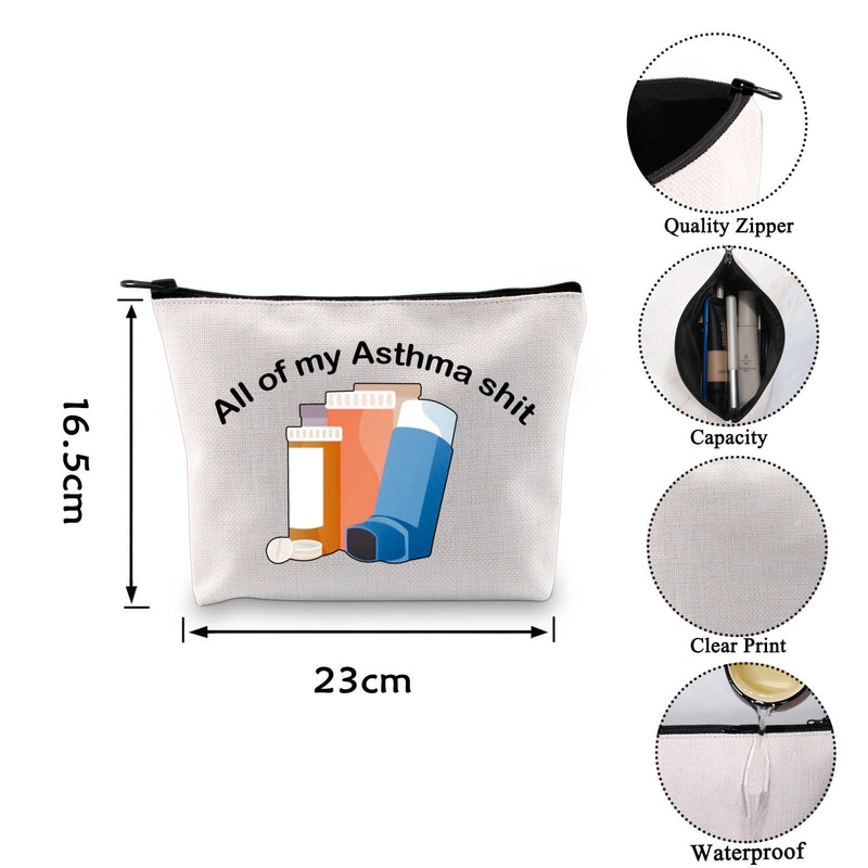 VAMSII Asthma Fighter Gift Inhaler Travel Bag All My Asthma Shit Awareness Medication Bag Asthma Inhaler Zipper Bag