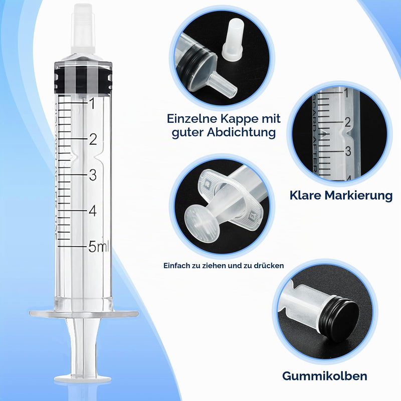 winbest Syringe 5 ml, Pack of 32 Individual Package Plastic Syringe with Cap | Plastic syringe without needle, reusable syringe for liquid measurement and dispensing, animal feeding, plant irrigation