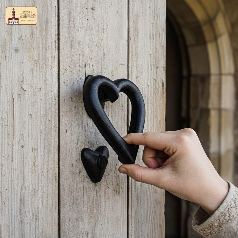 Black Heart Door Knocker for Front Door 4.5 X 4 Inch Solid CAST Iron Victorian Colonial Black Heart - 4.5 Inch