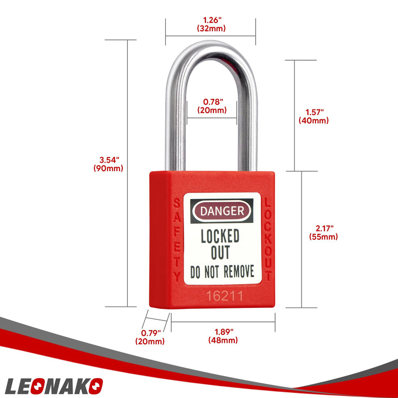[Australia - AusPower] - Lockout Tagout Locks, 5 Red Loto Lock Set, Safety Locks Keyed Different, 2 Keys per Locks, OSHA Compliant, Different Numbers for Lock Out Tag Out Station and Devices 5 pack padlocks-steel shackle 