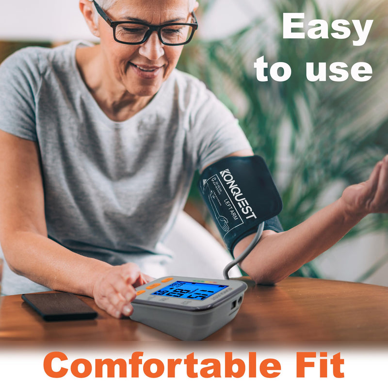 [Australia - AusPower] - Konquest KBP-2704A Automatic Upper Arm Blood Pressure Monitor - Adjustable Bp Cuff - Large Backlit Display - Irregular Heartbeat Detector - Tensiometro Digital - Bp Monitor Cuff 