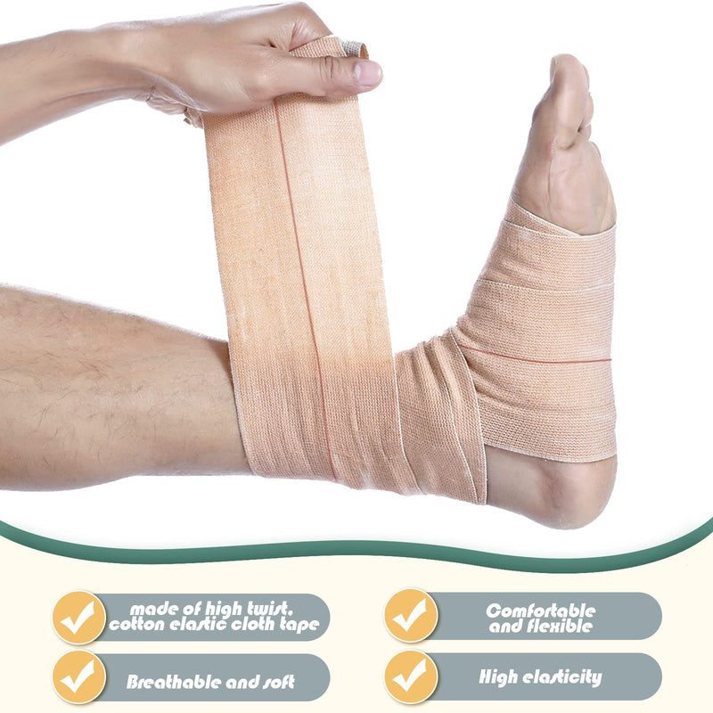 BBTO 4 Rolls Elastic Tape Adhesive Elastic Tape Self Adhesive Bandage Wrap Flexible Stretch Bandages for Sports Ankle, Knee and Wrist Sprains Animal Pets, 5 Yard(2 Inch in Width) 2 Inch in Width
