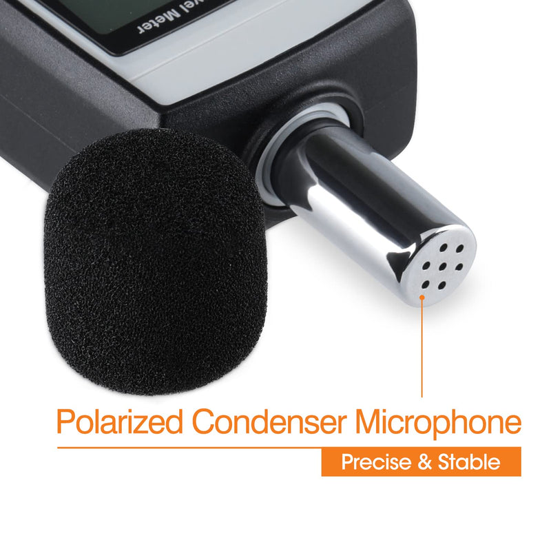 [Australia - AusPower] - Decibel Meter, Portable SPL Meter (Sound Pressure Level Meter), Digital Noise Meter, Range 30-130 dB(A) db Meter, Noise Volume Sound Monitoring Tester (Battery Included) Gray 