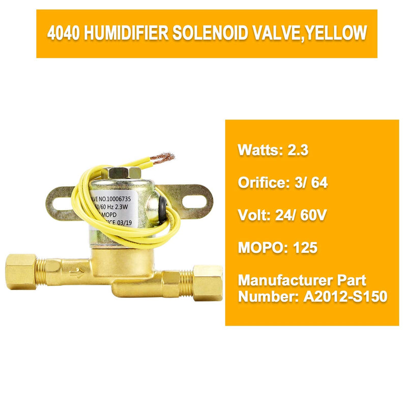 [Australia - AusPower] - Humidifier Water Solenoid Valve 4040 10006735 for Aprilaire Whole House Humidifier 400 400M 500 500M 600 600M 558 550A 550 568 560A 700M 768 760A 760 | 24 Volts | 2.3 Watts | 60 HZ-Yellow by TOMOON 