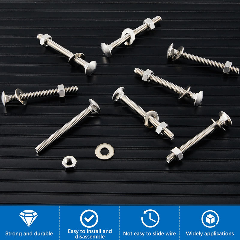 [Australia - AusPower] - Zonon Stainless Steel Carriage Bolts and Nuts Kit Round Head Square Neck Carriage Bolts Screws and Hex Nuts and Flat Washers, Stainless 18-8 Full Thread Coverage (25 Sets,Silver,1/4-20 x 2-1/2") 1/4-20 x 2-1/2" Silver 25 