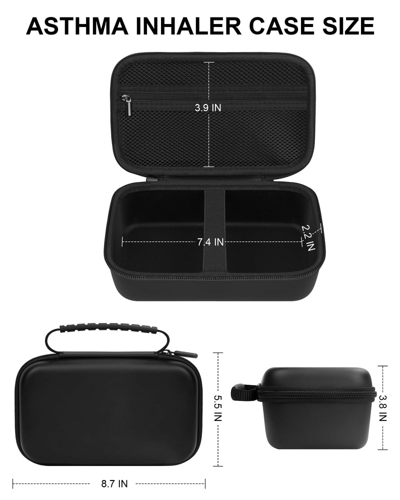 Asthma Inhaler Case Portable Nebulizer and Spacer Storage for Kids and Adults - Travel Carrying Case for Masks, Inhaler Holder (BLACK) BLACK