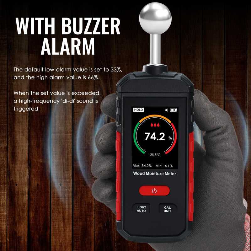 [Australia - AusPower] - Rechargeable Wood Moisture Tester for Wood Tester Reader for Furniture Firewood Moisture Tester, Drywall Moisture Detector Moisture Content Meter Lumber Logs Floors Carpet Ceiling Building Material 