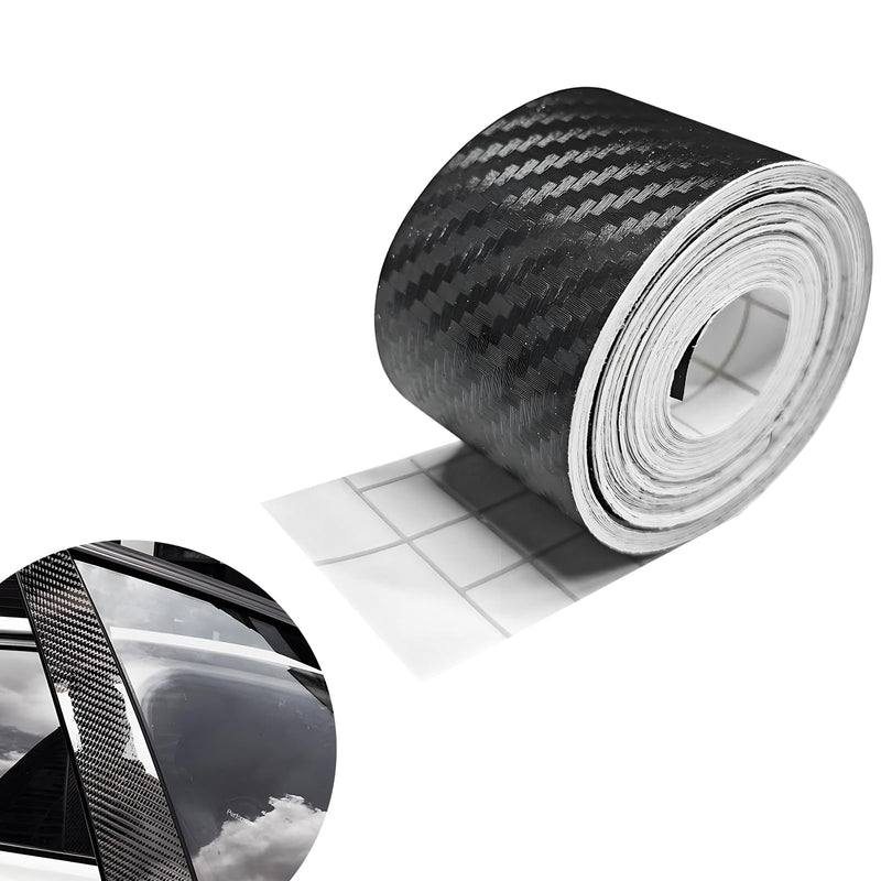 3D Carbon Fiber Vinyl Tape, 2 Inch×23 Ft Door Sill Scratch Protector Automotive Vinyl Wrap Film, Anti-Collision Self-Adhesive Door Trim Entry Edge Protective Film for Most Cars