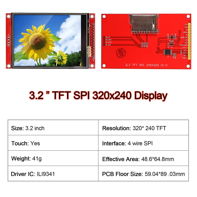 [Australia - AusPower] - DIANN 3.2" ILI9341 SPI TFT LCD Display Touch Panel 320x240 TFT LCD Touch Screen Shield 5V/3.3V STM32 Display Module SPI Serial with Touch Pen 3.2" 