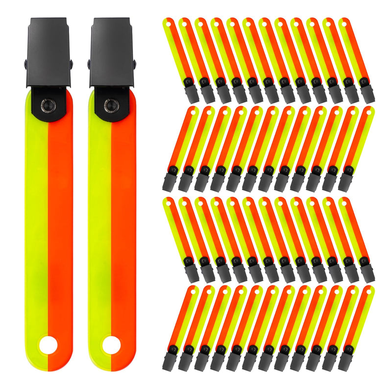 Little World 48-Pack High Visibility Reflective Trail Markers - 4" Fluorescent Orange Clips for Hunting, Hiking & Outdoor Navigation