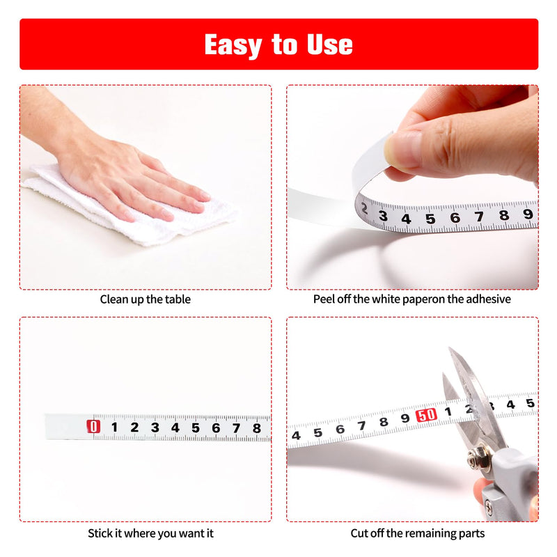 [Australia - AusPower] - YIXISI 2 x 2 m self-adhesive tape measure, metric for gluing, left to right, for T-rail milling cutter, table saw, woodworking tool, white 2m – Von links nach rechts – 2 Stück 