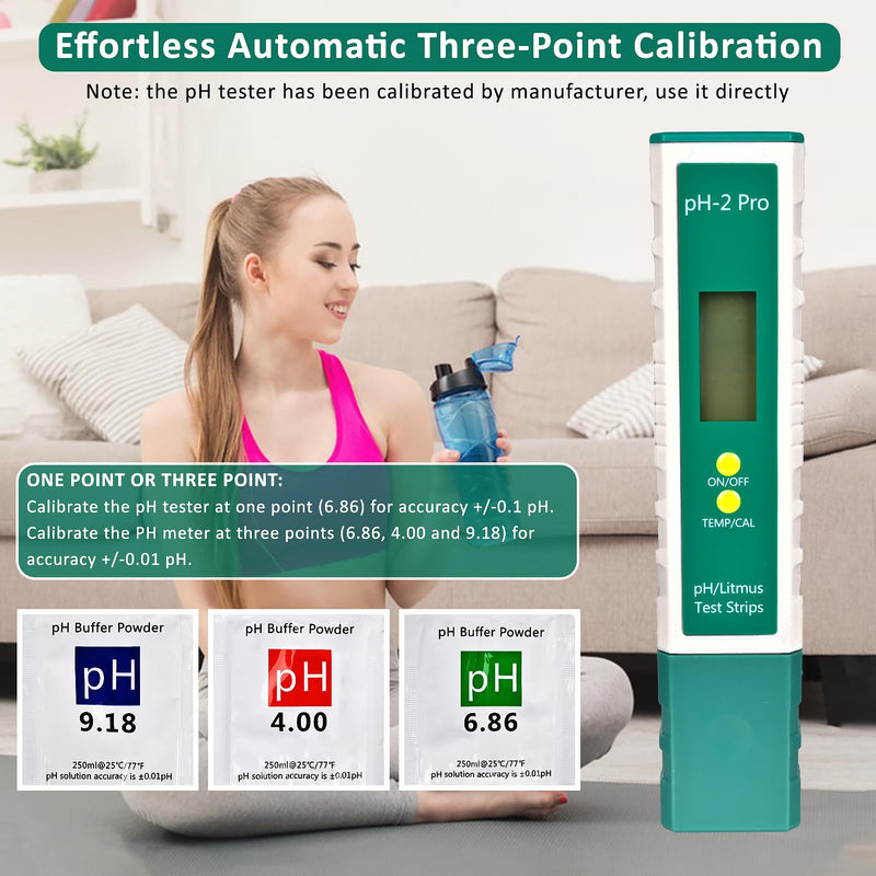 [Australia - AusPower] - Homcoice pH Meter Digital PH/Litmus Test Strip, Temperature Multifunction Tester, 0.01 High Precision Water Quality Tester with ATC Function pH Tester 