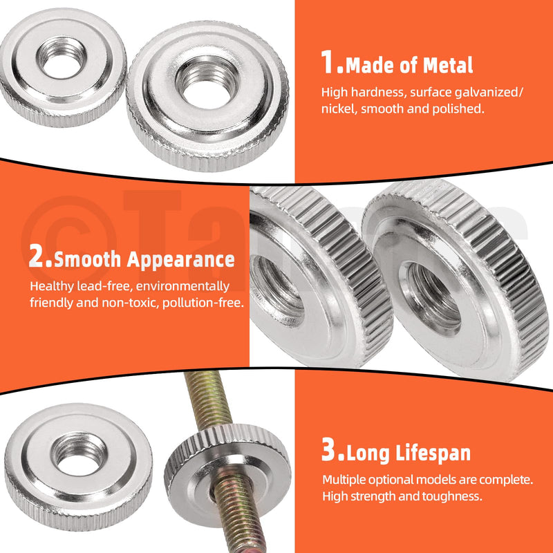 [Australia - AusPower] - Tanstic 46Pcs Round Knurled Thumb Nuts Conector Lock Adjusting Nuts M3 M4 M5 M6 M8 M10 Female Threaded Thin Type with Nickel Plated 