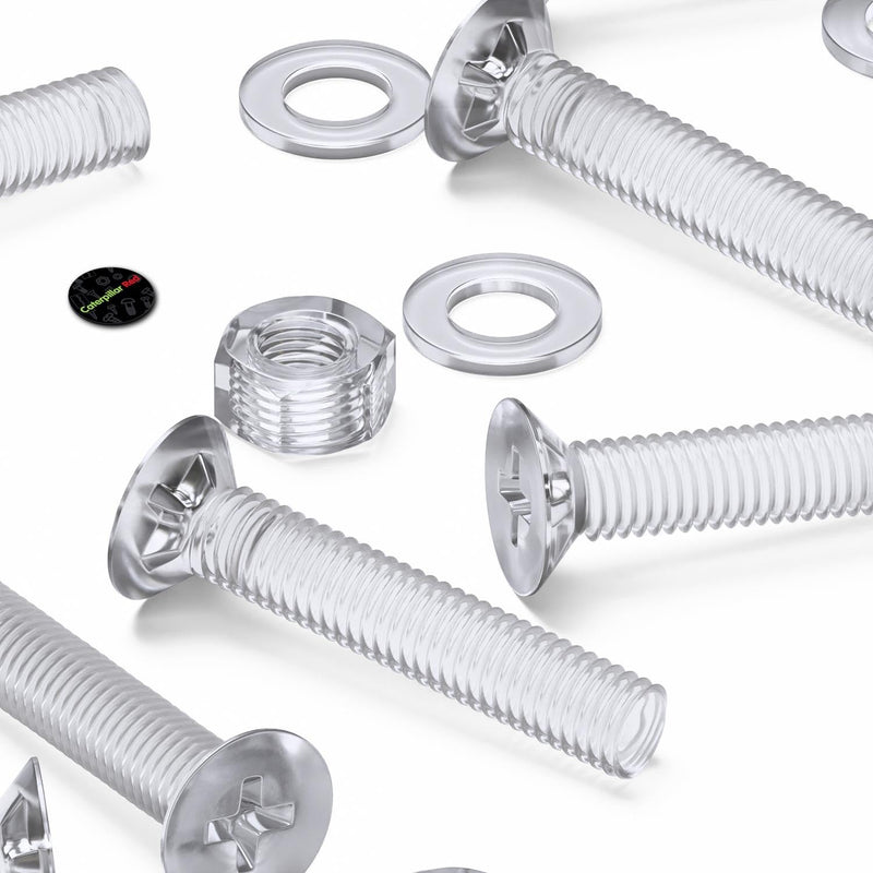 [Australia - AusPower] - 20 x Crosshead Countersunk Screw Nuts and Bolts, Transparent Clear Plastic Acrylic, M8 x 40mm - Acrylic Plastic Screws, Ideal Conversion 5/16 x 1-37/64 