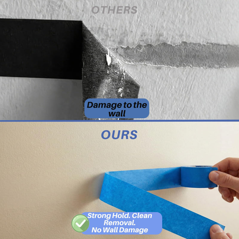 Blue Painters Tape 1 Inch Wide with Bonus Scraper Tool Included, 4 Rolls Blue Tape,3 Times Thicker,Clean Removal Painters Tape (132yd =0.98IN*33yd*4) , No Wall Damage Masking Tape,No Residue