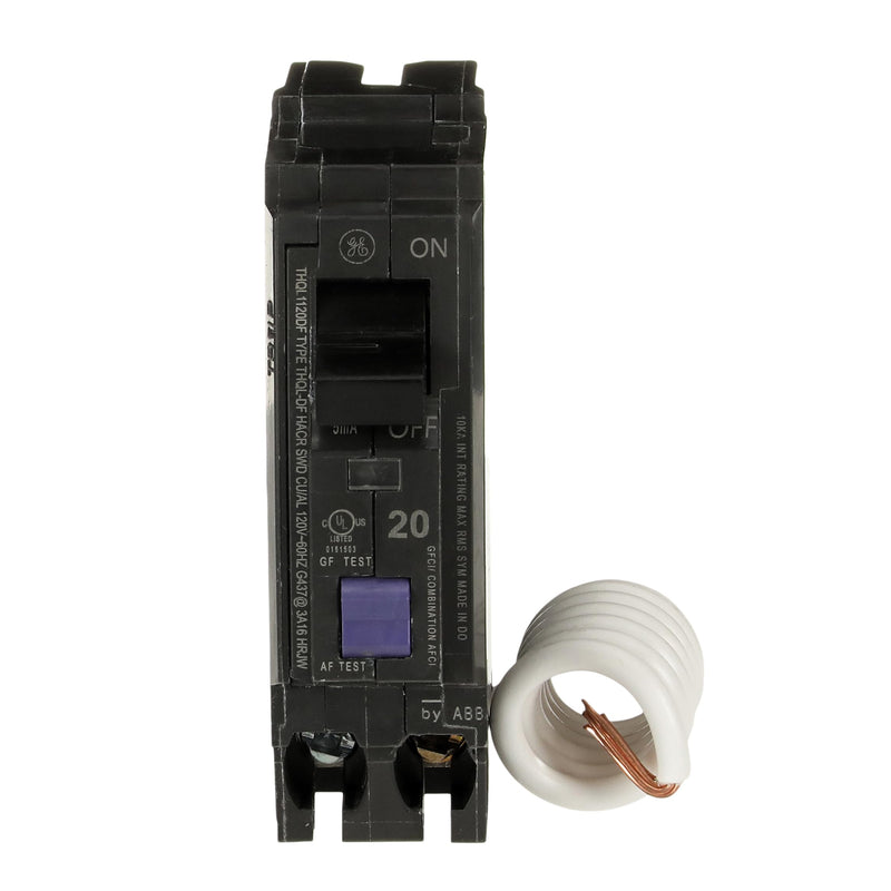 [Australia - AusPower] - ABB Q-Line® THQL1120DFP 20A Dual Function AFCI/GFCI Circuit Breaker • 20 Amp Single Pole 120 VAC Breaker • Arc Fault Circuit Interrupter & Ground Fault Circuit Interrupter • Plug-in Mount Type 
