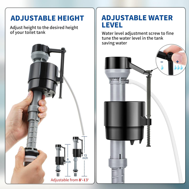 [Australia - AusPower] - Toilet Flusher Replacement Kit, Universal Toilet Fill Valve with 2-Inch Flapper, Adjustable Rubber Float Valve, Quiet and Easy Install Toilet Repair Kit Inside Tank (1-Pack) 