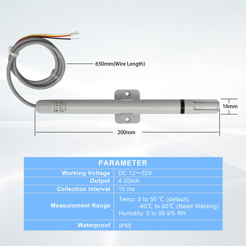 [Australia - AusPower] - Tzone 4-20 mA Temperature and Humidity Sensor Temp Humidity Transmitter, Industrial Temp Sensor 4-20ma Analog Humidity Probe Wall Mounted -40℃ to 60℃ for Greenhouse HVAC Lab PLC and DCS Monitor THT02C 4-20mA Output 