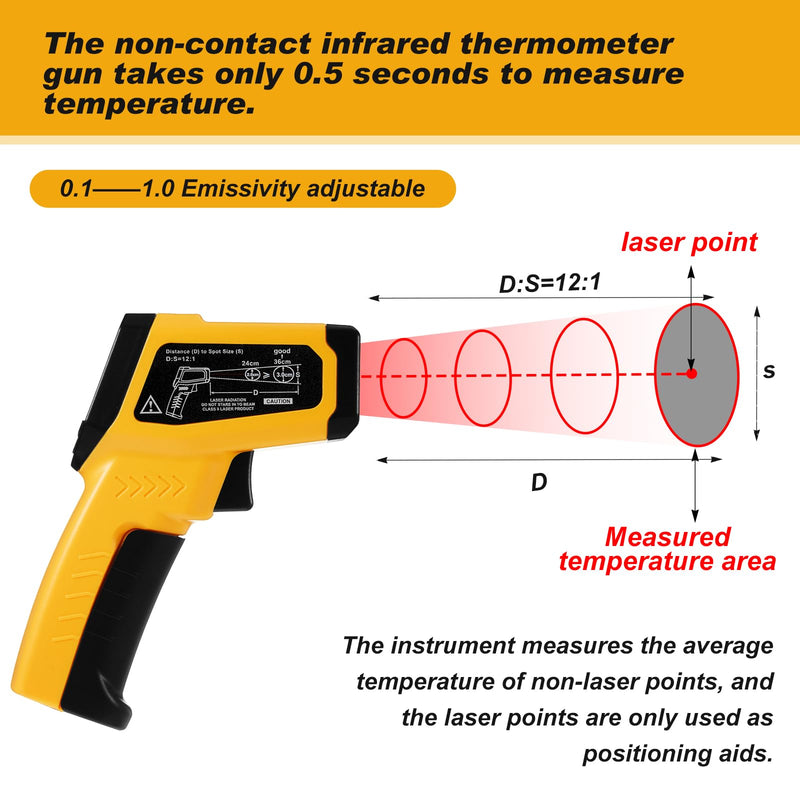 [Australia - AusPower] - 3 Pack Infrared Thermometer Gun -58℉ to 1022℉ Laser Temperature Gun Includes 1 Pack Digital Infrared Thermometer Gun (-50℃ to 550℃) and 2 Pack Cat Balls Toys for Griddle,Grill, Oven, and A/c 