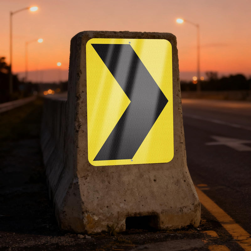 2 Pack Chevron Arrow Sign 18 × 12 Inch Engineer Grade Reflective Aluminum Waterproof Rust-Free Metal Right Arrow Sign with Pre-Drilled Holes for Road Driveway Curve Outdoor Black,Yellow 18" × 12" Right Arrow