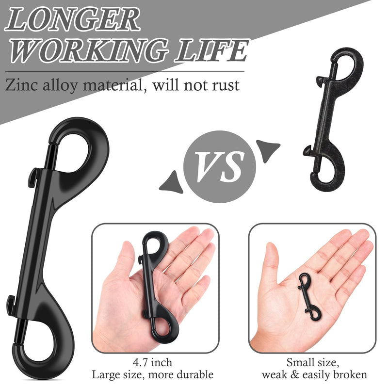 [Australia - AusPower] - ERKOON Extra Large 4.7 inch Double Ended Bolt Snaps Hooks 220lbs Load Capacity Zinc Alloy Double Sided Clips Heavy Duty Trigger Snap for Dogs Leashes/Water Bucket/Horse Feed/Hammocks (8 Pack) 8 Pack 