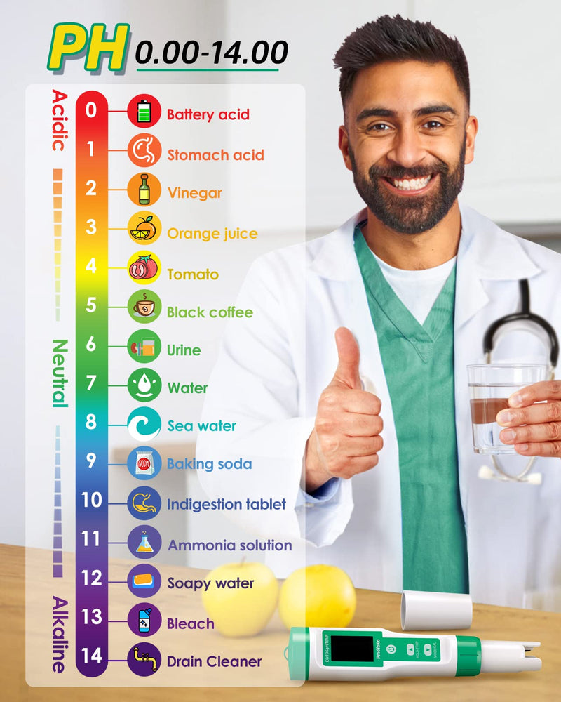 [Australia - AusPower] - 4 in 1 Digital pH Meter for Water, ±0.01 Resolution High Accuracy Tds Meter Digital Water Tester with ATC pH Tester, Water Tester for Drinking Water, Brewing, Hydroponics, Wine, Pool and Aquarium 