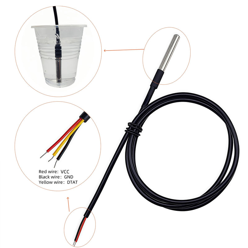 [Australia - AusPower] - 5pcs DS18B20 Temperature Sensor Waterproof Digital Stainless Steel Tube Temp Probe 1 Meter 39.3" Compatible with Arduino Raspberry pi 