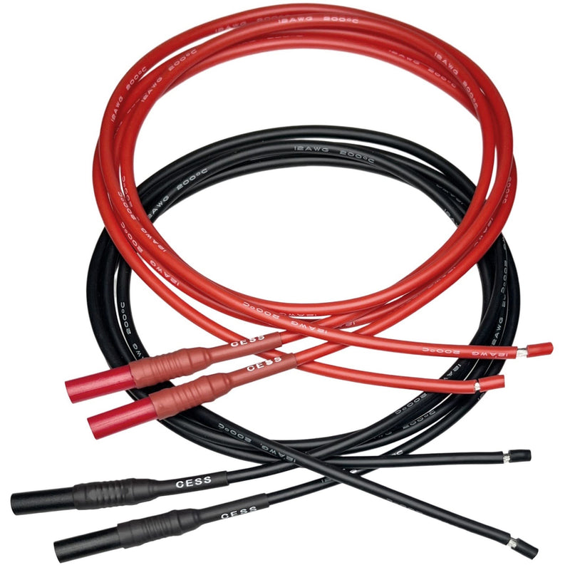 [Australia - AusPower] - CESS-217 Seal Insulated Safety Banana Plug to Bare Wire - 3 Feet Soft Silicone Cable, Tinned Copper, 2 Pairs, Black and Red, Perfect for DIY Multimeter Test Leads 