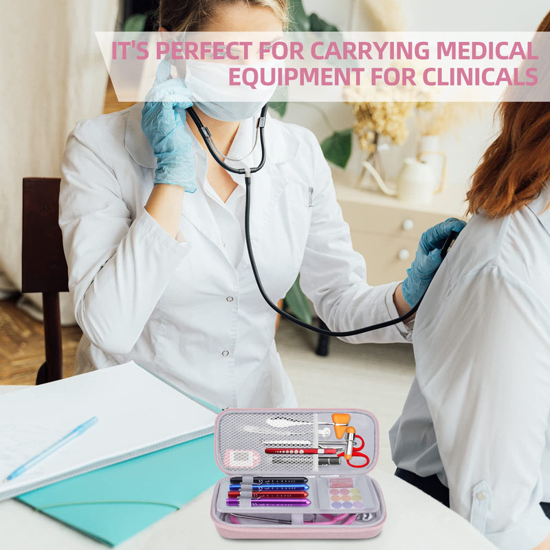 [Australia - AusPower] - Stethoscope Case for MDF Acoustica/MD One, 3M Littmann Classic III/Lightweight II S.E/Cardiology IV Diagnostic/CORE Digital Stethoscopes, Includes Mesh Pocket for Nurse Accessories - Pink 
