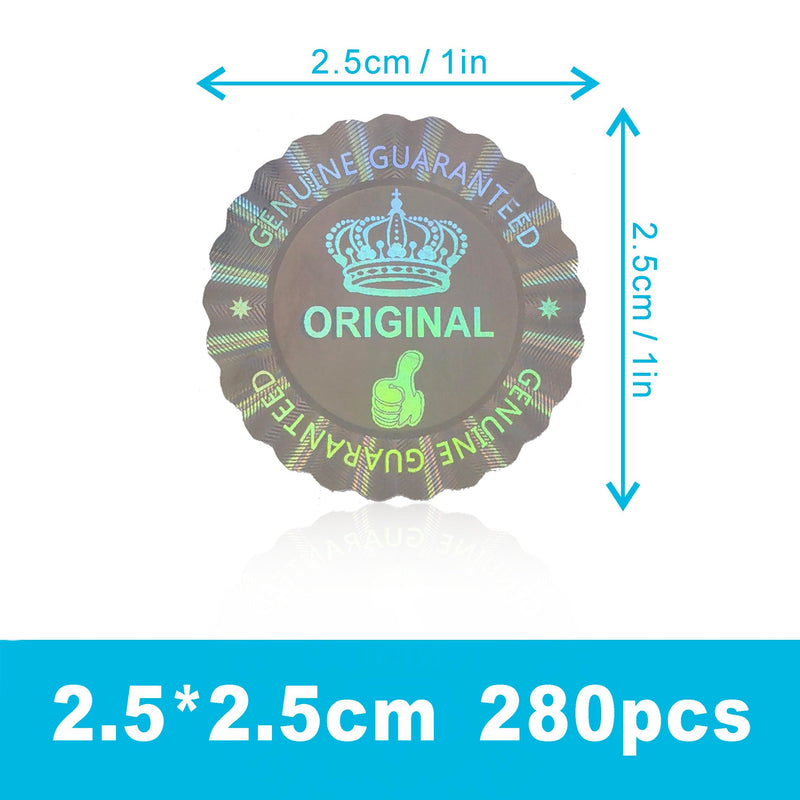 280pcs Hologram Tamper evident Sticker, Original,Genuine Guaranteed Label Sticker,Security Holographic Label,Warranty Void Seal Sticker(Silver,1inch) 25mm Silver