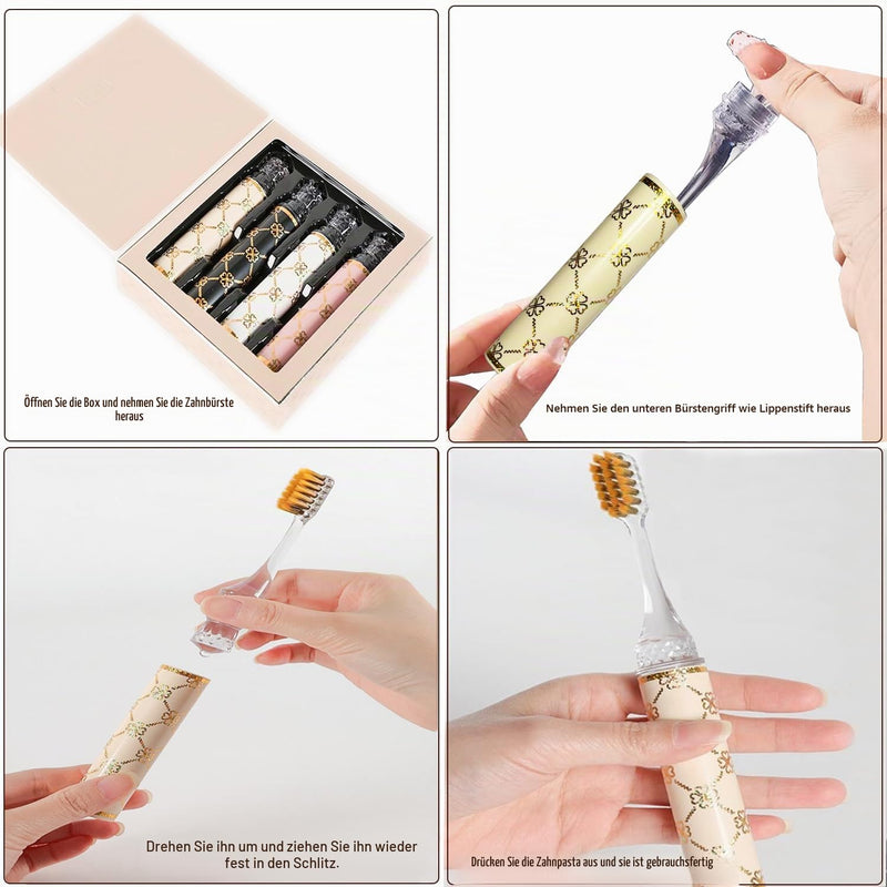 Travel toothbrush, pack of 4, travel toothbrush, foldable with case, ideal for travel toothbrush, camping and business trips